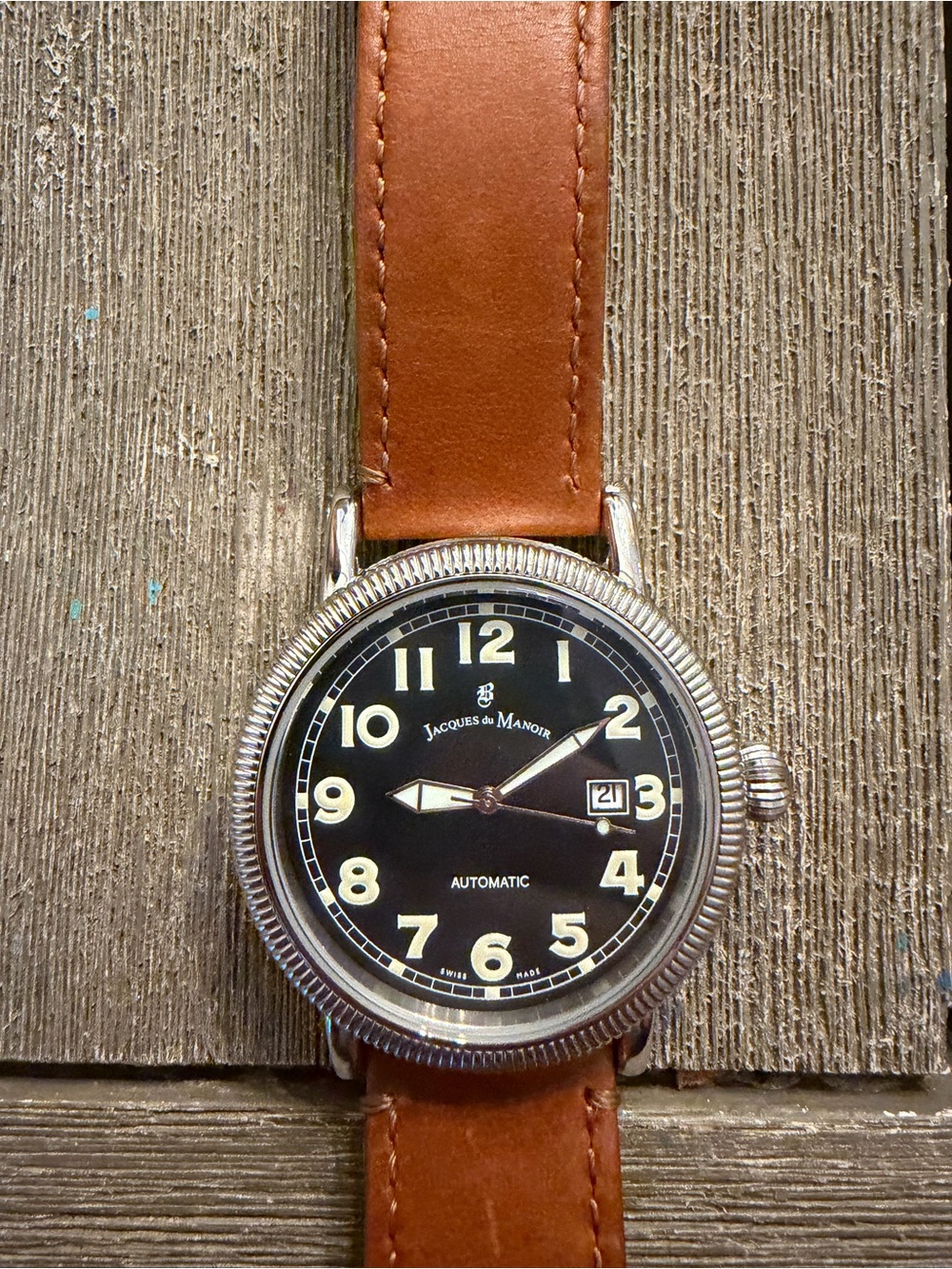Jacques Du Manoir Automatic Date Swiss Made Mens Watch 44mm 2824-2